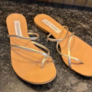 Steve Madden Silver Tan Sandals with Criss-Cross Straps